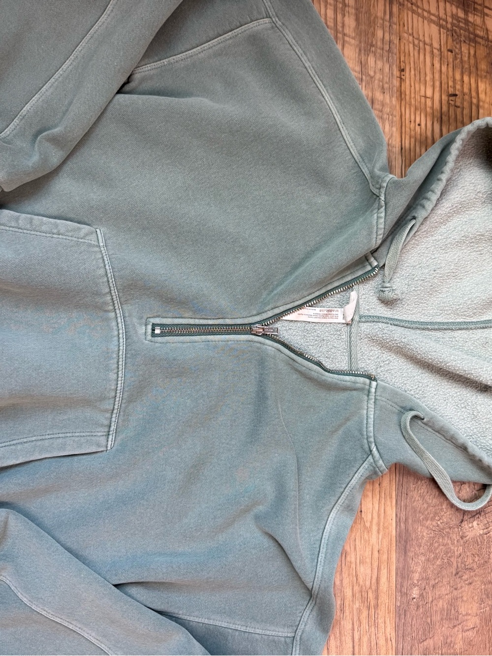 Free People Sage Green Half-Zip Hooded Sweatshirt - Picture 4 of 5